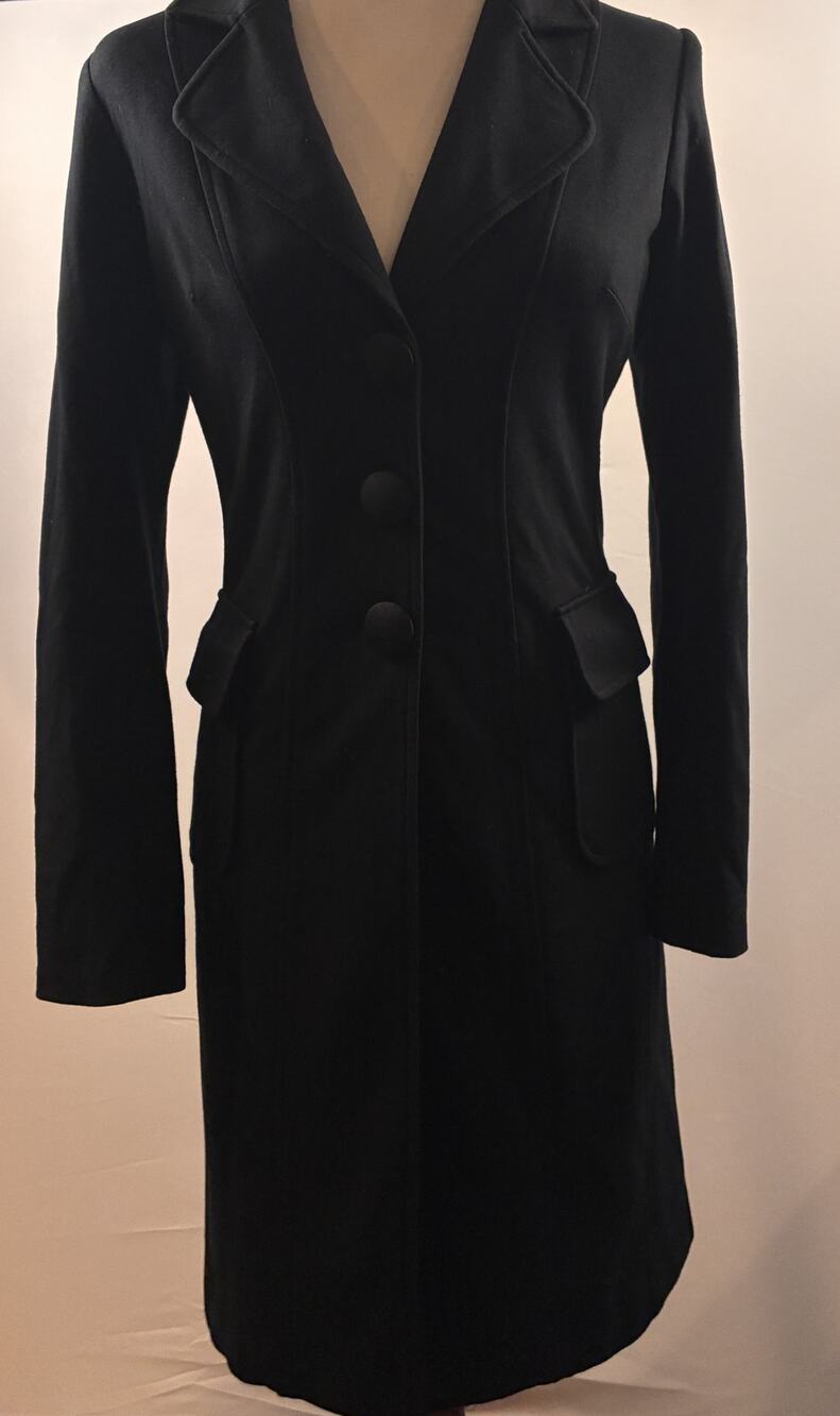 Vintage 90s Cache Longline Coat Small Leopard Print Lined Y2K Mob Wife Trench